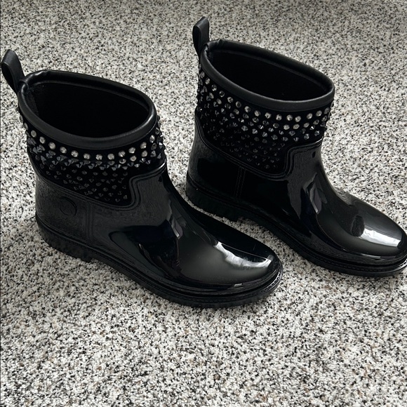 Michael Kors Glossy Black Studded Boots - Picture 2 of 11